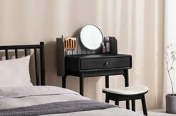 Vanity Stool, Modern Makeup Dressing Stool With Concave Seat Surface,Capacity 300lb, Easy Assembly (Black) 16 Vanity Stool, Modern Makeup Dressing Stool With Concave Seat Surface,Capacity 300lb, Easy Assembly (Black) -Best Furniture Store 41gpiwTMj3L