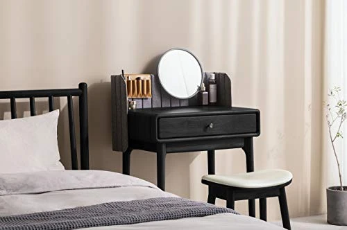 Vanity Stool, Modern Makeup Dressing Stool With Concave Seat Surface,Capacity 300lb, Easy Assembly (Black) 7 Vanity Stool, Modern Makeup Dressing Stool With Concave Seat Surface,Capacity 300lb, Easy Assembly (Black) - Image 7