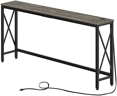 Rolanstar Console Table With 2 Outlets And 2 USB Ports, 39.4” Entryway Table With Metal Frame & X-Shaped Design, Narrow Sofa Table For Living Room And Hallway, Behind Couch Table, For Entryway, Foyer 7 Rolanstar Console Table With 2 Outlets And 2 USB Ports, 39.4” Entryway Table With Metal Frame & X-Shaped Design, Narrow Sofa Table For Living Room And Hallway, Behind Couch Table, For Entryway, Foyer - Image 7