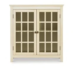 Riverbay Furniture Antique Double Door Curio Cabinet In White -Best Furniture Store 41gsDWlZvzL