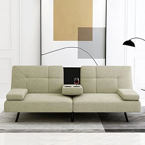 IULULU Futon Sofa Bed, Modern Convertible Armless Sleeper Couch Daybed For Studio, Apartment, Office, Small Space, Compact Living Room, Sage Grey 7 IULULU Futon Sofa Bed, Modern Convertible Armless Sleeper Couch Daybed For Studio, Apartment, Office, Small Space, Compact Living Room, Sage Grey - Image 7