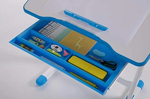 Kids Desk And Chair Set, Functional Children Desk Study Table, Tilted Table Height-Adjustable Desk And Chair Combination With LED Light, Storage Drawers For Boys And Girls, Blue 2 Kids Desk And Chair Set, Functional Children Desk Study Table, Tilted Table Height-Adjustable Desk And Chair Combination With LED Light, Storage Drawers For Boys And Girls, Blue - Image 2