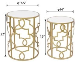 Gold&White Round Nesting Side End Tables Set Of 2 In Wooden Top, Assemble Already, Small Coffee Tables For Living Room Small Space, 16.5" D X 22" H & 14" D X 19" H 7 Gold&White Round Nesting Side End Tables Set Of 2 In Wooden Top, Assemble Already, Small Coffee Tables For Living Room Small Space, 16.5" D X 22" H & 14" D X 19" H -Best Furniture Store 41hNqisKkRL