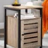 TINKLE WELL Nightstand, Industrial Side Open Shelf, Bedside Desk With 2-Tier Adjustable Storage For Bedroom, Living Room, End Table Set Of 1, Greige