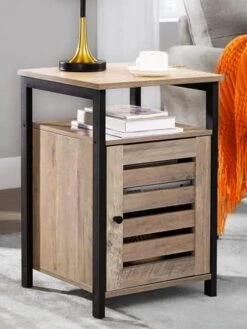 TINKLE WELL Nightstand, Industrial Side Open Shelf, Bedside Desk With 2-Tier Adjustable Storage For Bedroom, Living Room, End Table Set Of 1, Greige -Best Furniture Store 41hQdH2zhUL. AC