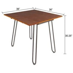 Silverwood Wood Metal Henry Drop Leaf Table With Hairpin Leg, 36" X 36" X 30.25", Brown -Best Furniture Store 41hcj3beVPL