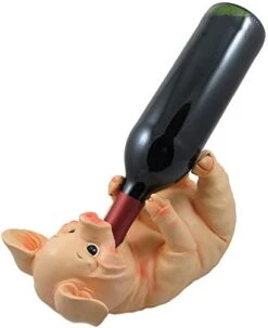 Drinking Pig Wine Bottle Holder Sculpture For Country Farm Bar And Kitchen Decor Tabletop Wine Stands & Racks And Decorative Collectible Statue Gifts For Farmers -Best Furniture Store 41hiuT92htL