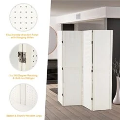 Haddockway 4 Panel Pegboard Display 5 Ft Folding Privacy Screen Wood Room Divider Portable Freestanding Display Board Wall Organizer For Craft Show, Jewelry, Retail, Cloth -Best Furniture Store 41hqr4tsceL