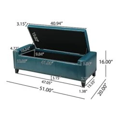 Christopher Knight Home Chelsea PU Storage Ottoman With Studs, Teal -Best Furniture Store 41hres93NZL