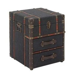 Deco 79 Linen Rectangle Accent Table With Buckle Hinged Top, 18" X 18" X 22", Blue -Best Furniture Store 41hwVq5AZfL