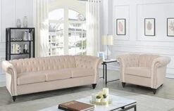 RARZOE 3 Pieces Of Living Room Furniture Sofa Sets, Modern Velvet Chesterfield Sofa&Chesterfield Club Chair&Chesterfield Loveseat Sofas Set With Nailhead Trim Scroll Arms For Living Room(Grey) 26 RARZOE 3 Pieces Of Living Room Furniture Sofa Sets, Modern Velvet Chesterfield Sofa&Chesterfield Club Chair&Chesterfield Loveseat Sofas Set With Nailhead Trim Scroll Arms For Living Room(Grey) -Best Furniture Store 41hzK3aBHCL. AC