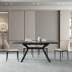 Jiexi Extendable Dining Table Set For 6-8, Rectangular MDF Slate Stone Color Top With 6 Faux Leather Dining, Modern Kitchen Table With Extension Leaf, Extendable 55'' To 71'' For Kitchen Restaurant 28 Jiexi Extendable Dining Table Set For 6-8, Rectangular MDF Slate Stone Color Top With 6 Faux Leather Dining, Modern Kitchen Table With Extension Leaf, Extendable 55'' To 71'' For Kitchen Restaurant -Best Furniture Store 41hzNwVEbHL. AC