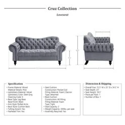Lexicon Cruz Living Room Loveseat, Dark Gray -Best Furniture Store 41i4GCv75vL
