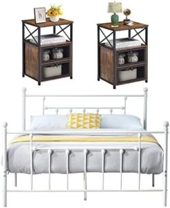 Twin Bed Frame And Versatile Nightstands Set Of 2, Platform With Headboard,Night Stands Side End Tables With Storage Drawers For Bedroom, Living Room, Easy Assemble, Black+Brown 22 Twin Bed Frame And Versatile Nightstands Set Of 2, Platform With Headboard,Night Stands Side End Tables With Storage Drawers For Bedroom, Living Room, Easy Assemble, Black+Brown -Best Furniture Store 41i5jcHLUhL. AC