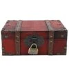 Treasure Chest Locking Treasure Chest Vintage Wooden Storage Box Decorative Treasure Jewelry Chest With Lock Home Decoration(6282 2301Gk10 Rouge Verrou) (6282-2301GK10-Retro Desktop Storage)