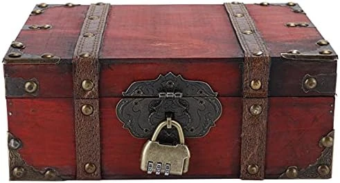 Treasure Chest Locking Treasure Chest Vintage Wooden Storage Box Decorative Treasure Jewelry Chest With Lock Home Decoration(6282 2301Gk10 Rouge Verrou) (6282-2301GK10-Retro Desktop Storage) 7 Treasure Chest Locking Treasure Chest Vintage Wooden Storage Box Decorative Treasure Jewelry Chest With Lock Home Decoration(6282 2301Gk10 Rouge Verrou) (6282-2301GK10-Retro Desktop Storage) - Image 7