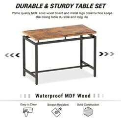 MIERES Dining Table Set For 4, Wood Kitchen Table And Chairs For 4, 5 Pieces Bar Table And Chairs Set, Industrial Bar Height Table With 4 Stools For Home Bar,Living Room,Breakfast Nook,Rustic Brown -Best Furniture Store 41i6kidZlTL