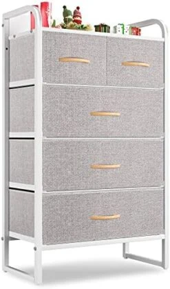 Tall Dresser Storage Chest, Vanity Furniture Cabinet Tower Unit For Bedroom, Office, And Closet, 5 Removable Drawers With Wood Top, Light Grey -Best Furniture Store 41iBu7Ow0aL. AC