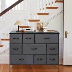Deep Grey Fabric Dresser Storage Organizer 8-Drawer Closet Shelves, Dressers Storage Chest For Bedroom, Living Room, Hallway & Nursery With Easy Pull Fabric Bins Wood Top -Best Furniture Store 41iHGtMRZ9L. AC
