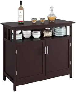 GENERIC Kitchen Sideboard Cabinet With 2 Doors Storage Cupboard And Display Shelves, Buffet Server Console Table Floor Cabinet For Dining Bathroom, Dark Brown -Best Furniture Store 41iIK7x38lL. AC