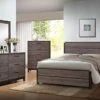 Ville 5 Piece Bedroom Set, Queen, Antique Gray Wood, Modern (Panel Bed, Dresser, Mirror, 2 Nightstands)