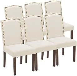 OLIXIS Dining Chairs Set Of 4, Living Room Chairs, Dining Room Chairs, Upholstered Fabric Dining Chairs, Parsons Chairs With Nailhead Trim And Wood Legs, Modern Armless Kitchen Side Chair, Dark Brown -Best Furniture Store 41iT7q6KrlL. AC