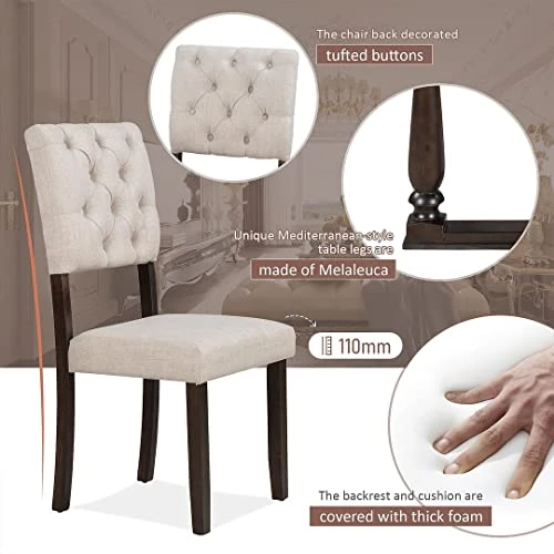 Mojay 6-Piece Rectangular Espresso Wood Dining Table Set With 4 Upholstered Chairs And Bench For Kitchen And Dining Room 5 Mojay 6-Piece Rectangular Espresso Wood Dining Table Set With 4 Upholstered Chairs And Bench For Kitchen And Dining Room - Image 5