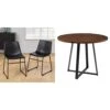 Walker Edison Douglas Urban Industrial Faux Leather Armless Dining Chairs, Set Of 2, Black & Dining Table Dining Room Kitchen Table Set Dining Chairs Set, 40 Inch, Dark Walnut And Black