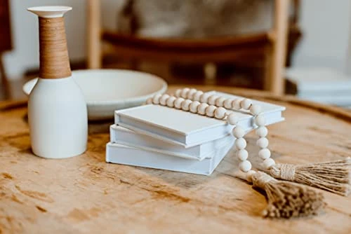 Kigan Home Linen Covered Decorative Books, Set Of 3 (Pearl White) - Fabric Covered Book Set Home Decor For Shelves, Fireplace Mantel, Coffee Table, Console/Bedside Table Or Farmhouse Tiered Tray 4 Kigan Home Linen Covered Decorative Books, Set Of 3 (Pearl White) - Fabric Covered Book Set Home Decor For Shelves, Fireplace Mantel, Coffee Table, Console/Bedside Table Or Farmhouse Tiered Tray - Image 4