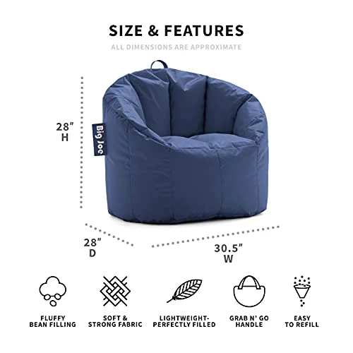 Big Joe Milano Bean Bag Chair, Navy Smartmax, 2.5ft 2 Big Joe Milano Bean Bag Chair, Navy Smartmax, 2.5ft - Image 2