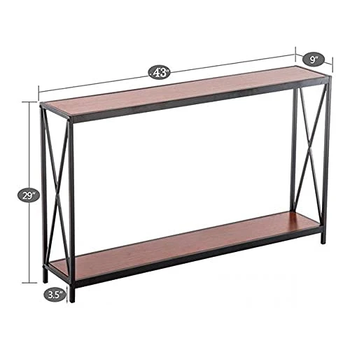 SoSo-BanTian1989 Brown Finish Metal Frame 2-Tier Console Table, Entryway Hallway Sofa Side Furniture 5 SoSo-BanTian1989 Brown Finish Metal Frame 2-Tier Console Table, Entryway Hallway Sofa Side Furniture - Image 5