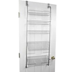ELODEK Over The Door Kitchen Pantry Organizer, Grey, 5 Shelves