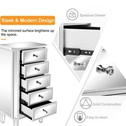 Mirrored Dresser 5 Drawers Modern Chest For Bedroom, Dressing Room, Living Room 8 Mirrored Dresser 5 Drawers Modern Chest For Bedroom, Dressing Room, Living Room -Best Furniture Store 41izdsSDePL