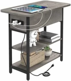 Yoobure End Table With Charging Station, Flip Top Side Table With USB Ports And Outlets, Sofa Couch Table Bedside Table For Living Room Bedroom, Narrow Nightstand With Storage Shelves For Small Space 17 Yoobure End Table With Charging Station, Flip Top Side Table With USB Ports And Outlets, Sofa Couch Table Bedside Table For Living Room Bedroom, Narrow Nightstand With Storage Shelves For Small Space -Best Furniture Store 41j12aGaedL. AC