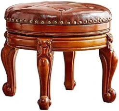 ZIRKOOON Foot Stool Small Round Leather Ottoman Mid Century Foot Rest Cushion For Living Room, Bedroom Solid Oak (Brown) -Best Furniture Store 41j6azZNeAS. AC
