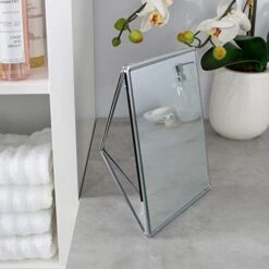 Free Standing Geometric Vanity Mirror, Horizontal Or Vertical, Make-up & Shaving Use, Tabletop, Chrome -Best Furniture Store 41j7K1LjgHL