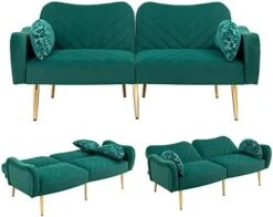 Lin-Utrend Accent Chair With Arms For Living Room,Lounge Armchair, Modern Tufted Single Chair With Gold Metal Legs Upholstered Reading Club Chair For Bedroom,Studio, Office, Powder Room(Olive) -Best Furniture Store 41j9mhgyACL. AC