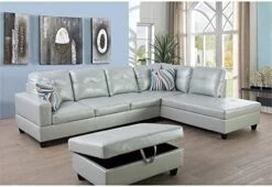 A Ainehome Sectional Couch Set L Shape 103" Wide Sofa Faux Leather For Living Room With Chaise Lounge And Removable Ottoman For Home Furniture Room Decor (Left Hand Facing,Black) -Best Furniture Store 41jMPHveYL. AC