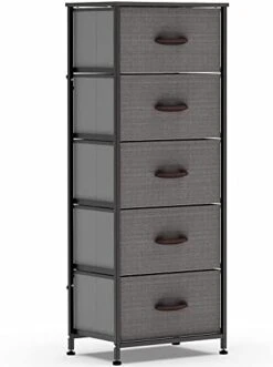 Vertical Dresser Storage Tower, Steel Frame, Wood Top, Easy Pull Textured Fabric Bins - Organizer Unit For Bedroom, Hallway, Entryway, Closets - 5 Drawers- CHARCOAL 17 Vertical Dresser Storage Tower, Steel Frame, Wood Top, Easy Pull Textured Fabric Bins - Organizer Unit For Bedroom, Hallway, Entryway, Closets - 5 Drawers- CHARCOAL -Best Furniture Store 41jO2N L22L. AC