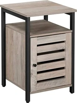 TINKLE WELL Nightstand, Industrial Side Open Shelf, Bedside Desk With 2-Tier Adjustable Storage For Bedroom, Living Room, End Table Set Of 1, Greige -Best Furniture Store 41jOLjQBJlL