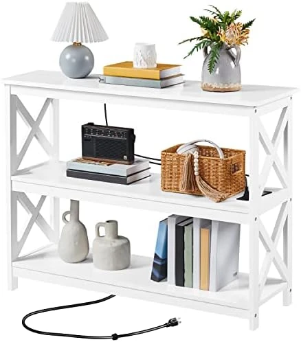 Yaheetech 3-Tier Console Table With 3 Storage Shelves, Entryway Table Sofa Side Narrow Long Table Bookshelf For Hallway Living Room, Accent Furniture, White 7 Yaheetech 3-Tier Console Table With 3 Storage Shelves, Entryway Table Sofa Side Narrow Long Table Bookshelf For Hallway Living Room, Accent Furniture, White - Image 7