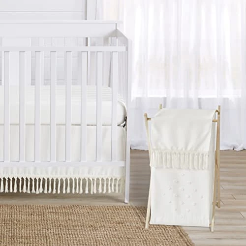 Sweet Jojo Designs Boho Dot Baby Kid Clothes Laundry Hamper - Ivory Beige Cream Off White Bohemian Shabby Chic Modern Luxury Farmhouse Geometric Pom Pom Tufted Minimalist Gender Neutral 2 Sweet Jojo Designs Boho Dot Baby Kid Clothes Laundry Hamper - Ivory Beige Cream Off White Bohemian Shabby Chic Modern Luxury Farmhouse Geometric Pom Pom Tufted Minimalist Gender Neutral - Image 2