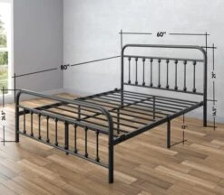 Vintage Queen Metal Bed Frame With Headboard And Footboard Platform/Wrought Iron/Heavy Duty/Solid Metal Slat/Textured Black/No Box Spring Needed/Industrial & Farmhouse 15 Vintage Queen Metal Bed Frame With Headboard And Footboard Platform/Wrought Iron/Heavy Duty/Solid Metal Slat/Textured Black/No Box Spring Needed/Industrial & Farmhouse -Best Furniture Store 41jbnJuL1BL