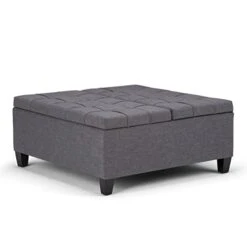 SIMPLIHOME Harrison 36 Inch Wide Square Coffee Table Lift Top Storage Ottoman In Upholstered Slate Grey Tufted Linen Look Fabric For The Living Room, Transitional 17 SIMPLIHOME Harrison 36 Inch Wide Square Coffee Table Lift Top Storage Ottoman In Upholstered Slate Grey Tufted Linen Look Fabric For The Living Room, Transitional -Best Furniture Store 41jeFdMCvoL