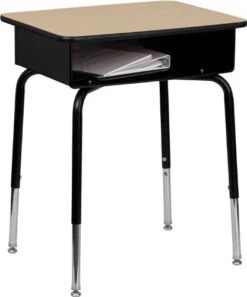 Offex Student Desk With Open Front Metal Book Box - Gray