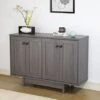 ICE ARMOR JET99600-2121 4-Door Sideboard With Two Storage Cabinets 47" W Credenza Dining Server Cupboard Buffet Table In Distressed Grey Finish