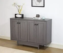 ICE ARMOR JET99600-2121 4-Door Sideboard With Two Storage Cabinets 47" W Credenza Dining Server Cupboard Buffet Table In Distressed Grey Finish