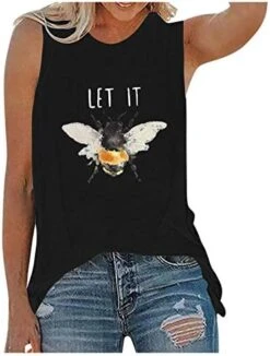 Xiart Women Tank Tops Bee Print Cute Round Neck Vest Tshirt Loose Casual Summer Camisole Tunic Tee Sleeveless Workout Blouse -Best Furniture Store 41jpqL9SPrL. AC