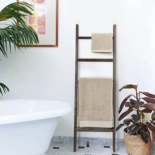 KIAYACI 5-Tier Blanket Ladder For The Living Room Rustic Vintage Ladder Shelf Boho Home Decor Ladder Bookshelf Blanket Holder Leaning Bookshelf Bookshelf For Bedroom(Vintage Walnut, 63" X 22") 5 KIAYACI 5-Tier Blanket Ladder For The Living Room Rustic Vintage Ladder Shelf Boho Home Decor Ladder Bookshelf Blanket Holder Leaning Bookshelf Bookshelf For Bedroom(Vintage Walnut, 63" X 22") - Image 5