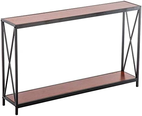SoSo-BanTian1989 Brown Finish Metal Frame 2-Tier Console Table, Entryway Hallway Sofa Side Furniture 7 SoSo-BanTian1989 Brown Finish Metal Frame 2-Tier Console Table, Entryway Hallway Sofa Side Furniture - Image 7